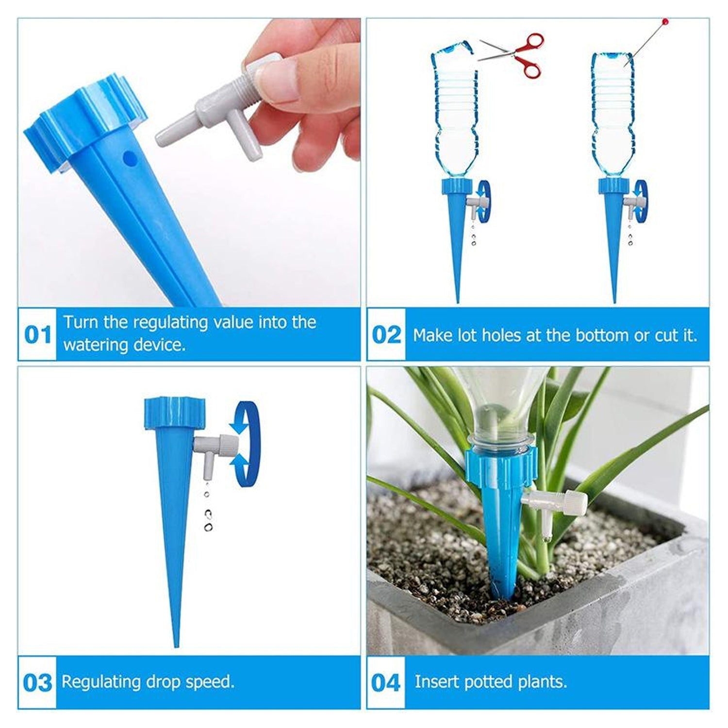 Plant Watering Spikes self Watering Spikes Water dripper for Plants, Adjustable  - 7493_watering_spikes_irrigation_10pc