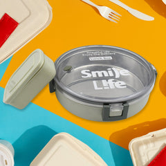 Miracle Stainless Steel Round Lunch Box, with Small Plastic Box Insert Leak Proo - 5584_ss_round_lunch_box_m141