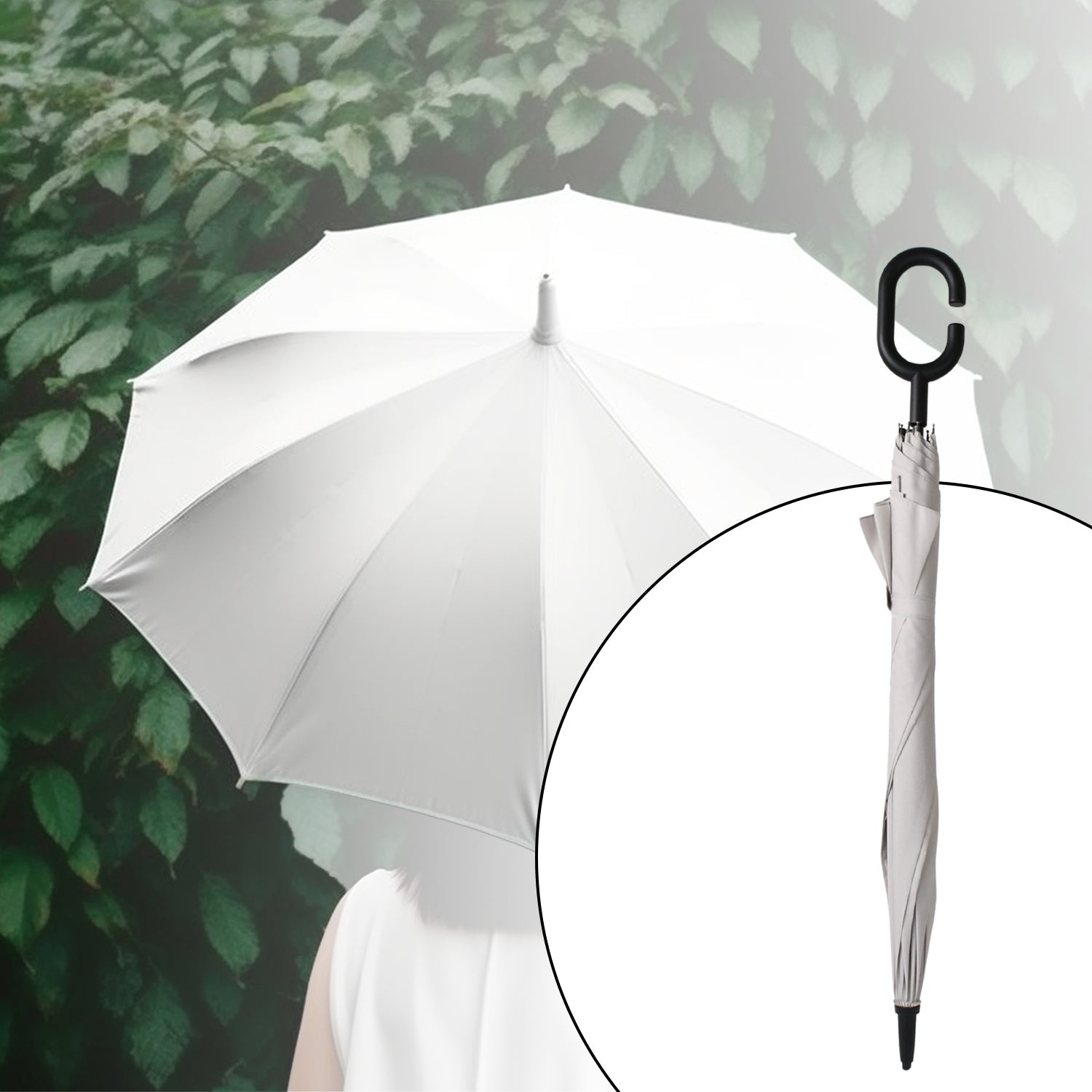 8551 Umbrella Summer Sun and Rain Protection Foldable Cute Umbrella & C-Shaped - 8551_foldable_umbrella_n_c_sha_hadle