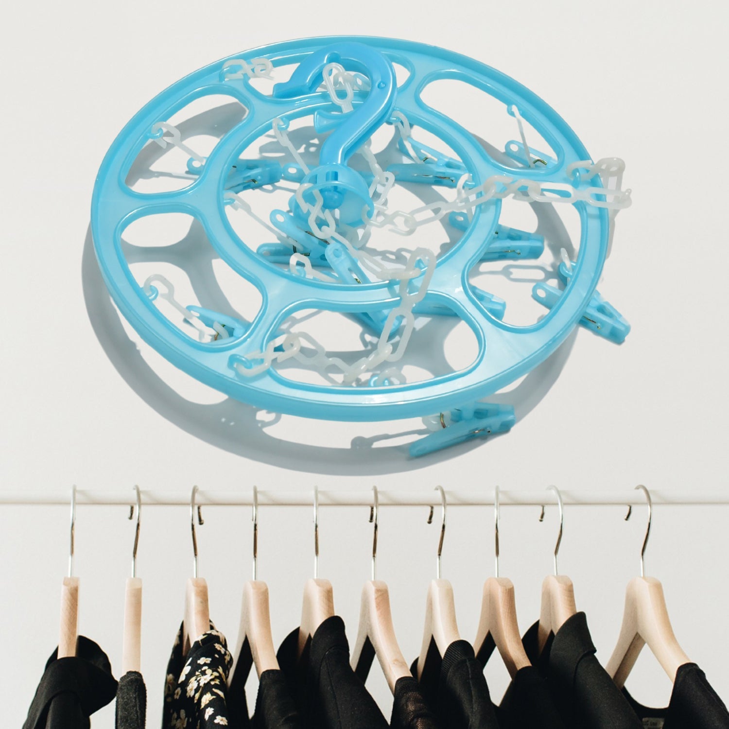 Clothespin Rack Laundry Drying Rack, Clothes Hangers with 12 Clips, Clip Hanger  - 17902_cloth_hanger_with_12clips