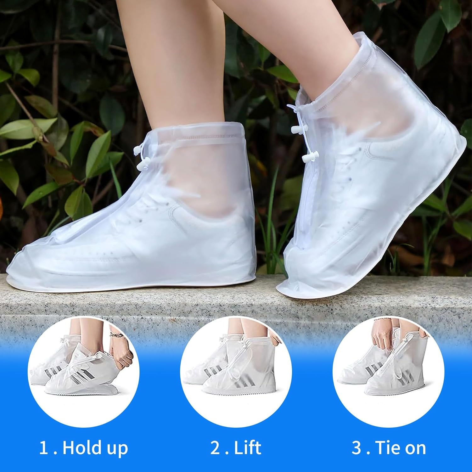 Plastic Shoes Cover Reusable Anti-Slip Boots Zippered Overshoes Covers Transpare - 17973_extra_large_rain_shoe_cover