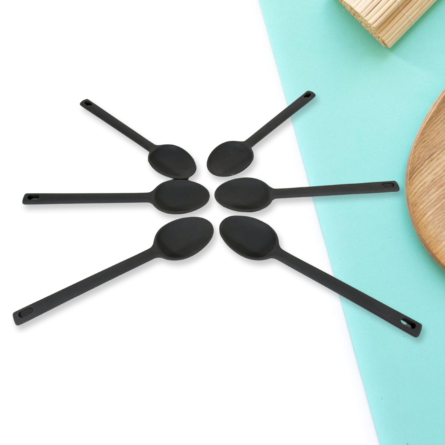 Multipurpose Silicone Spoon, Silicone Basting Spoon Non-Stick Kitchen Utensils H - 8250_silicone_cooking_spoon_6pc_no55