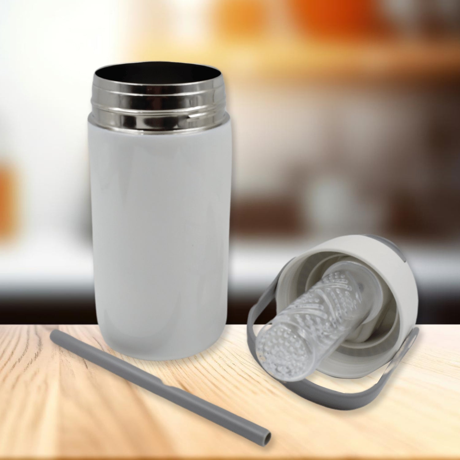 Stainless Steel Mug / Bottle Vacuum Insulated Cup With Handle, Small Cup & Straw - 13288_ss_vacuum_water_bottle_650ml