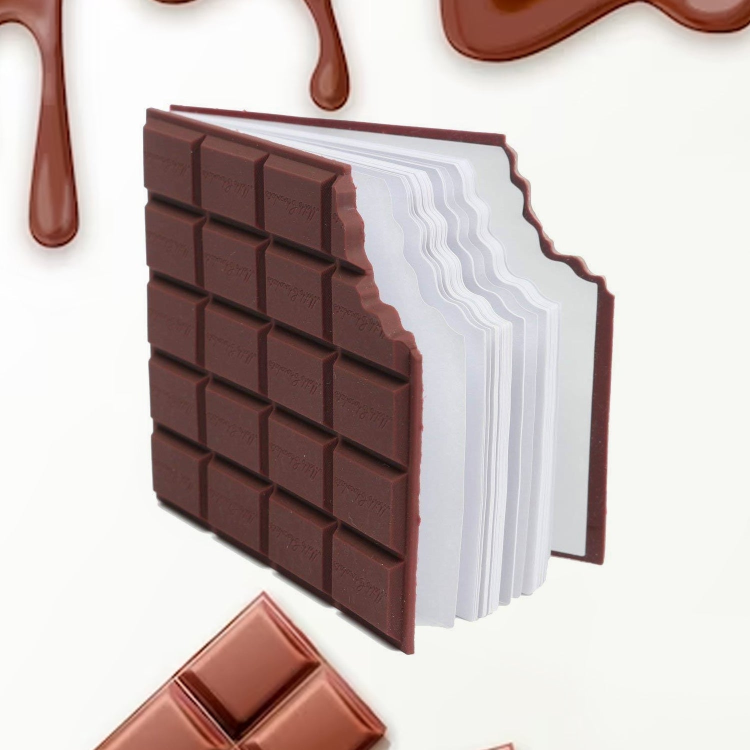 Small Chocolate Scented Diary Memo Notebook in Rectangular Chocolate Bite Shape  - 4528_chocolate_shaped_note_book