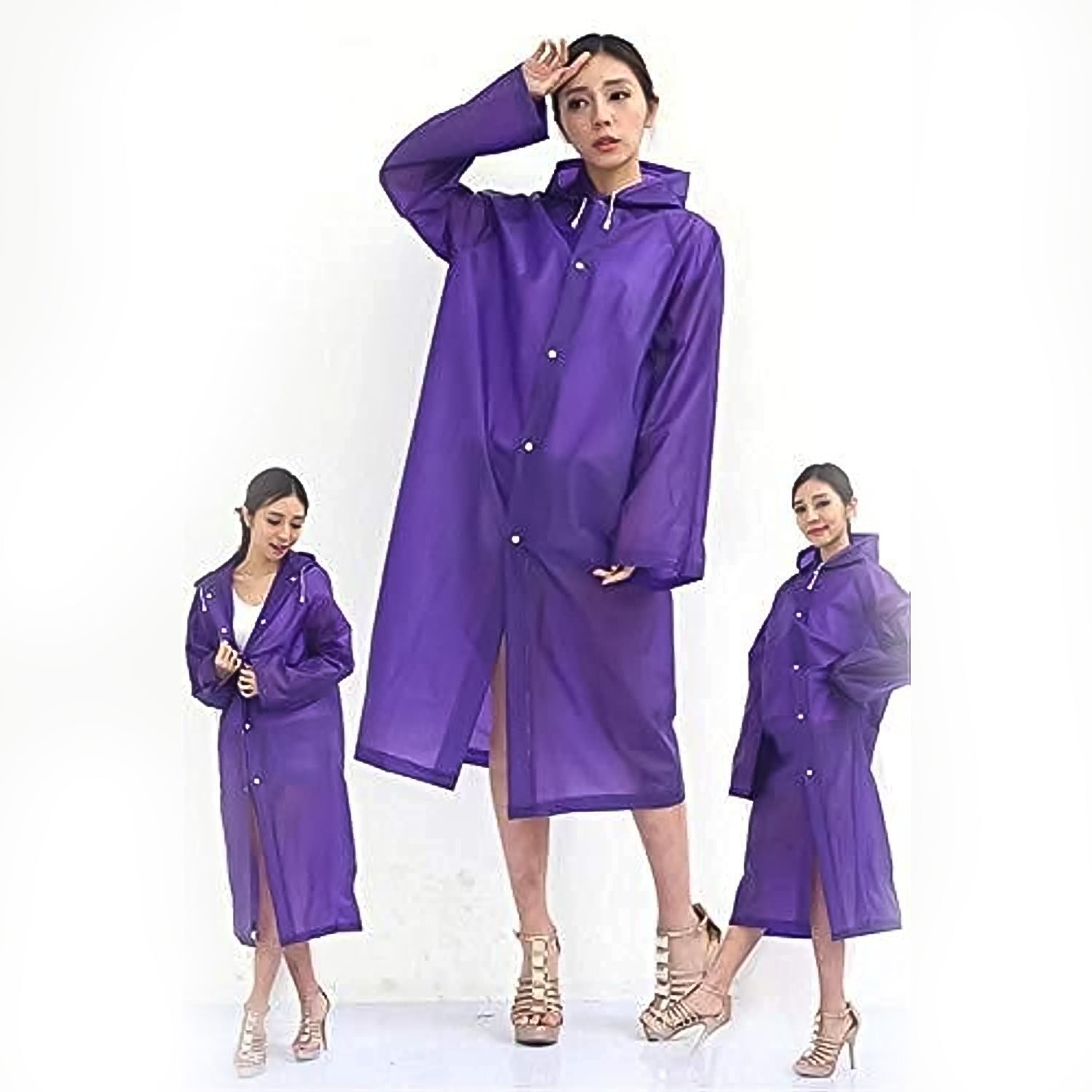 EVA Raincoat Protect Body Arms Legs, Waterproof Reusable Rain Poncho for Women M - 13133_reusable_eva_rain_coat_1pc