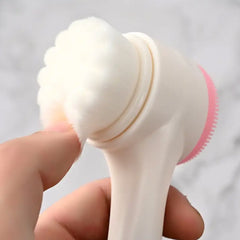 2 in 1 Facial Brush Cleansing | Manual Face Scrubber | Silicone Double-Sided Fac - 12955_2in1_facial_cleaning_brush