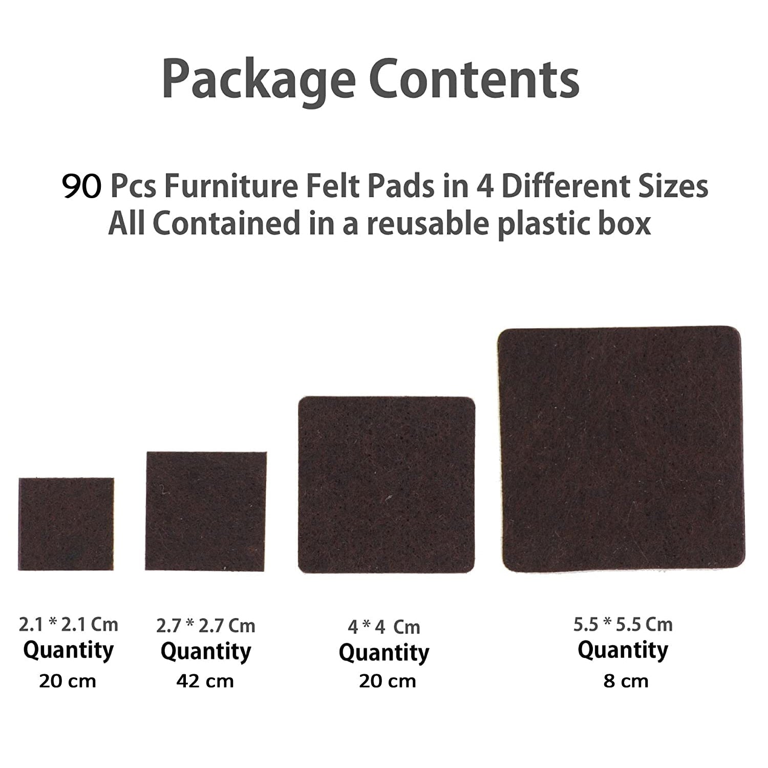 Furniture Pad Square Felt Pads Floor Protector Pad For Home & All Furniture Use - 9030_cnp_furniture_pad_90pcs