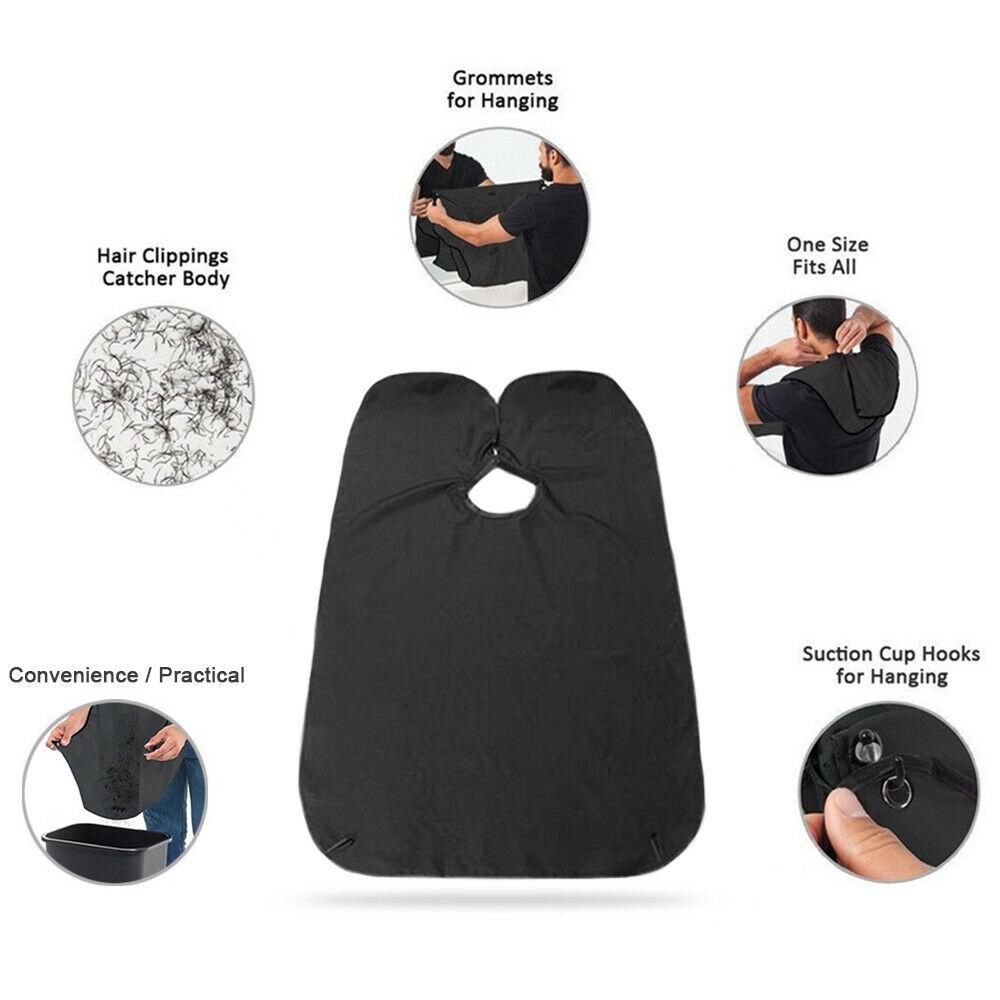 Black Beard Apron Hair Clippings Catcher Grooming Bib - 6027_blk_shaving_beard_apron