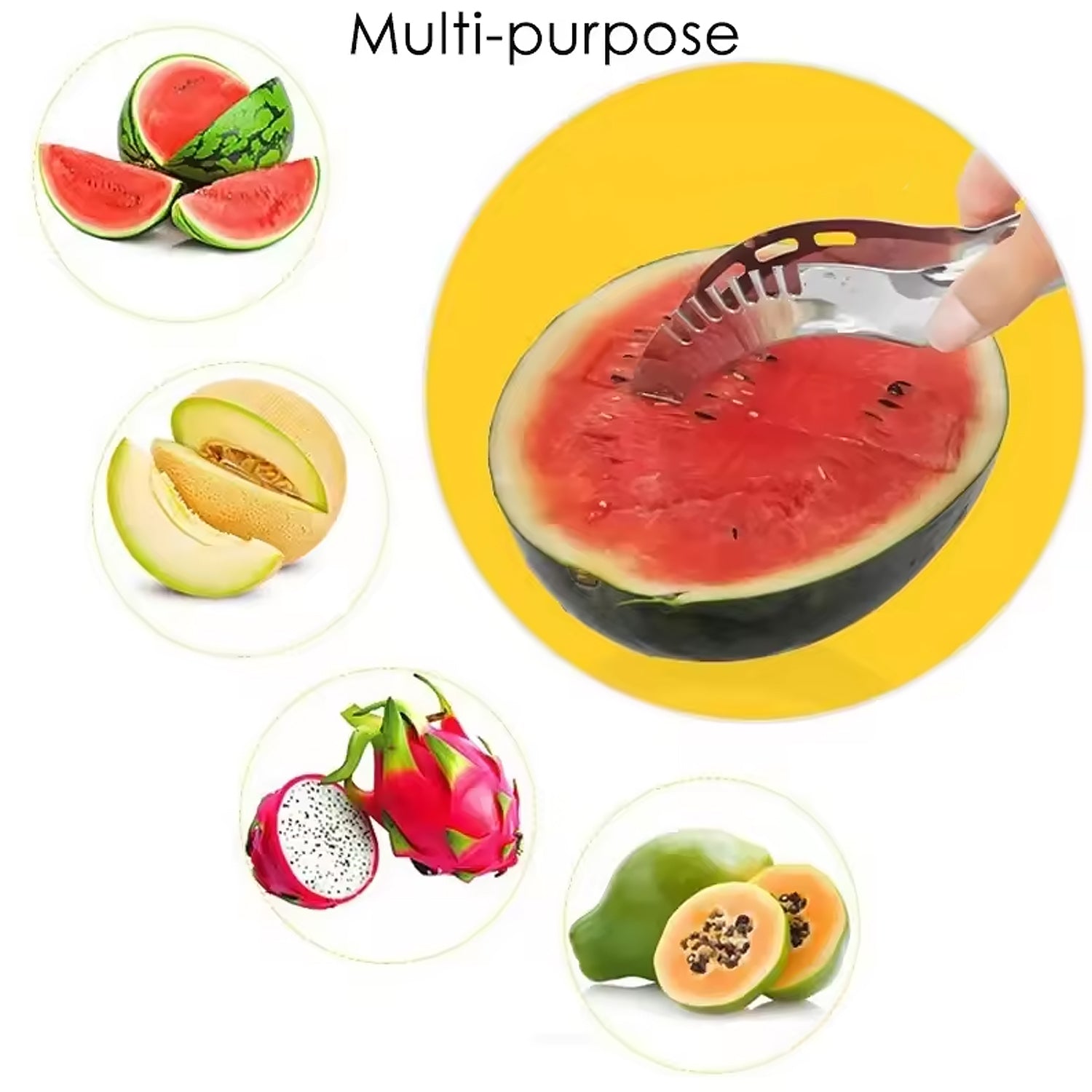 3in1 Stainless Steel Watermelon Cantaloupe Slicer Knife, Corer Fruit, Vegetable  - 10053_ss_watermelon_cutter_slicer