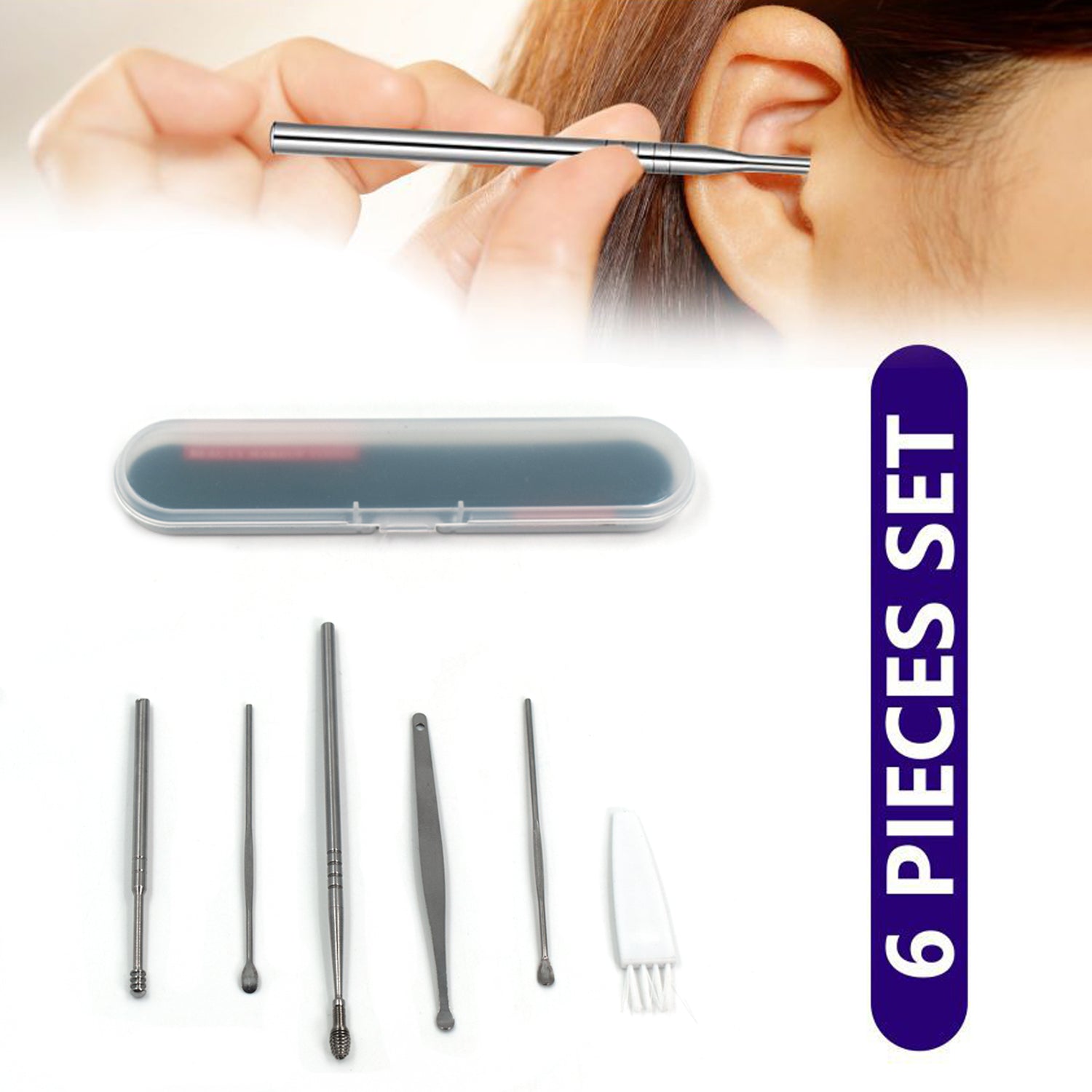 6Pcs Earwax Removal Kit | Ear Cleansing Tool Set | Ear Curette Ear Wax Remover T - 6314_6pc_ear_cleansing_tool