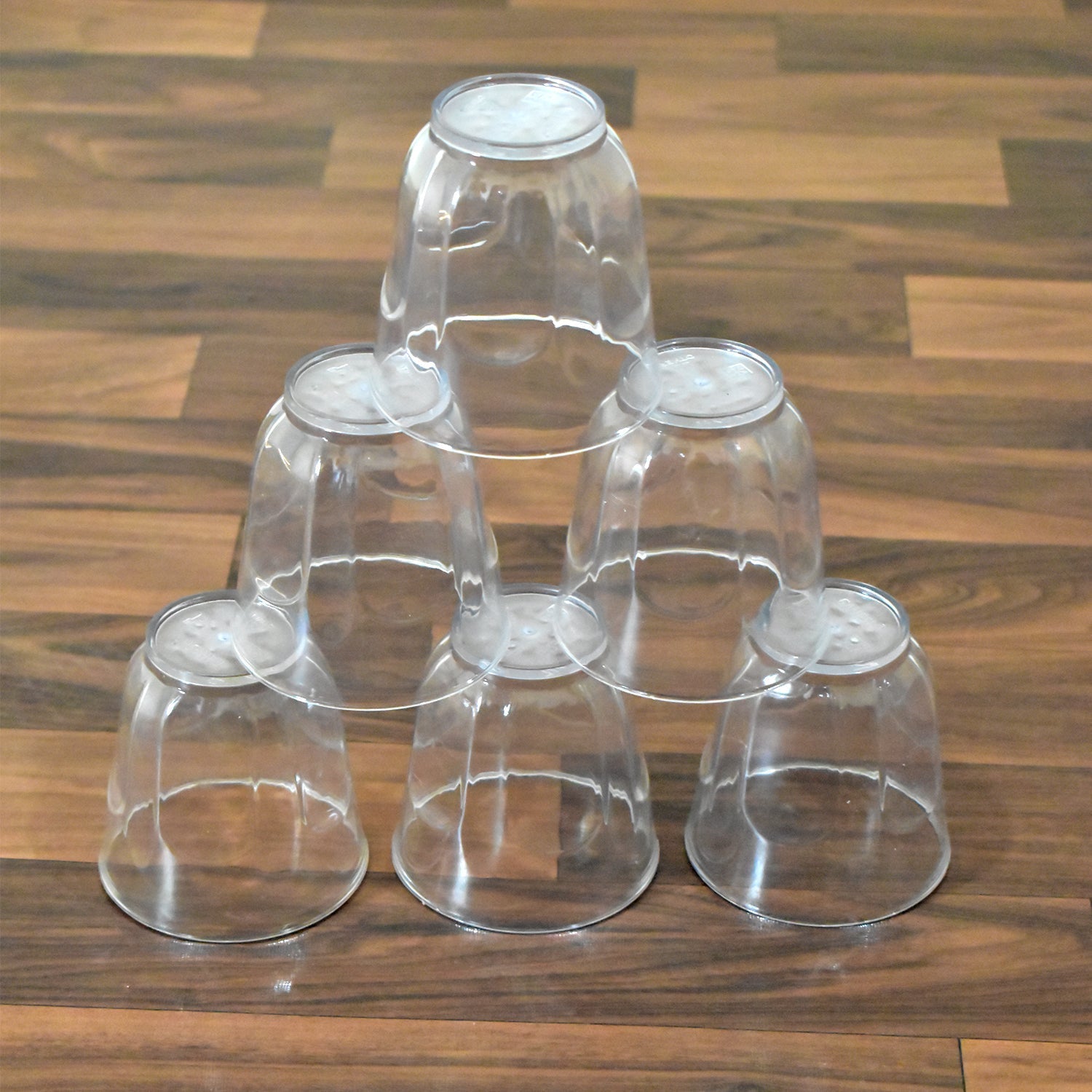 300 ml plastic glasses, Ganesh Lily design, break-resistant, set of 6.