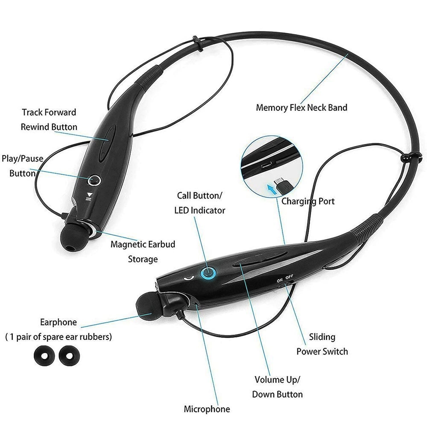 Neckband Style Bluetooth Headset / Earphone - 0307_hbs_730_headset