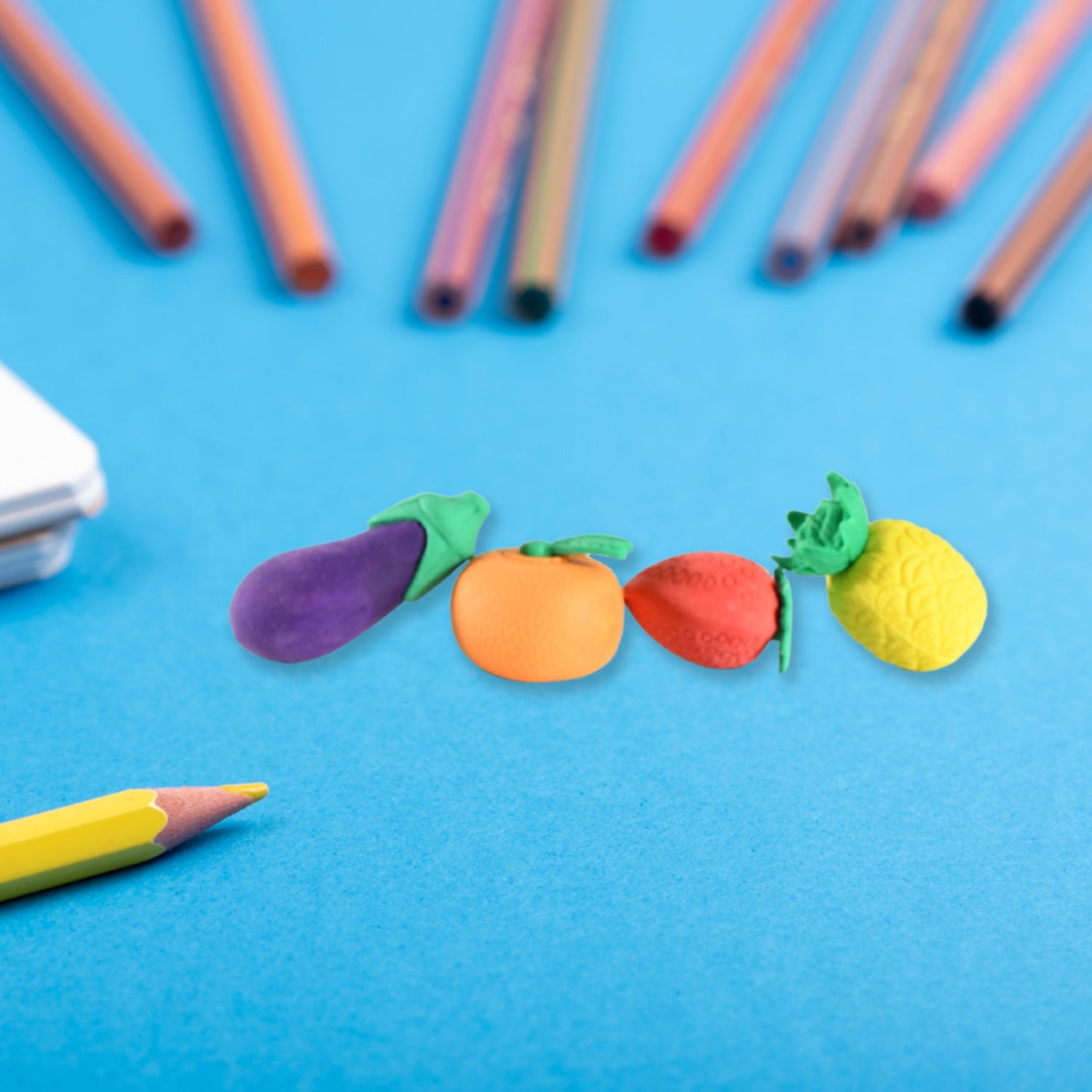 Mini Cute Vegetables and Fruits Erasers or Pencil Rubbers for Kids, 1 Set Fancy  - 8760_fruits_n_veg_erasers_4pc