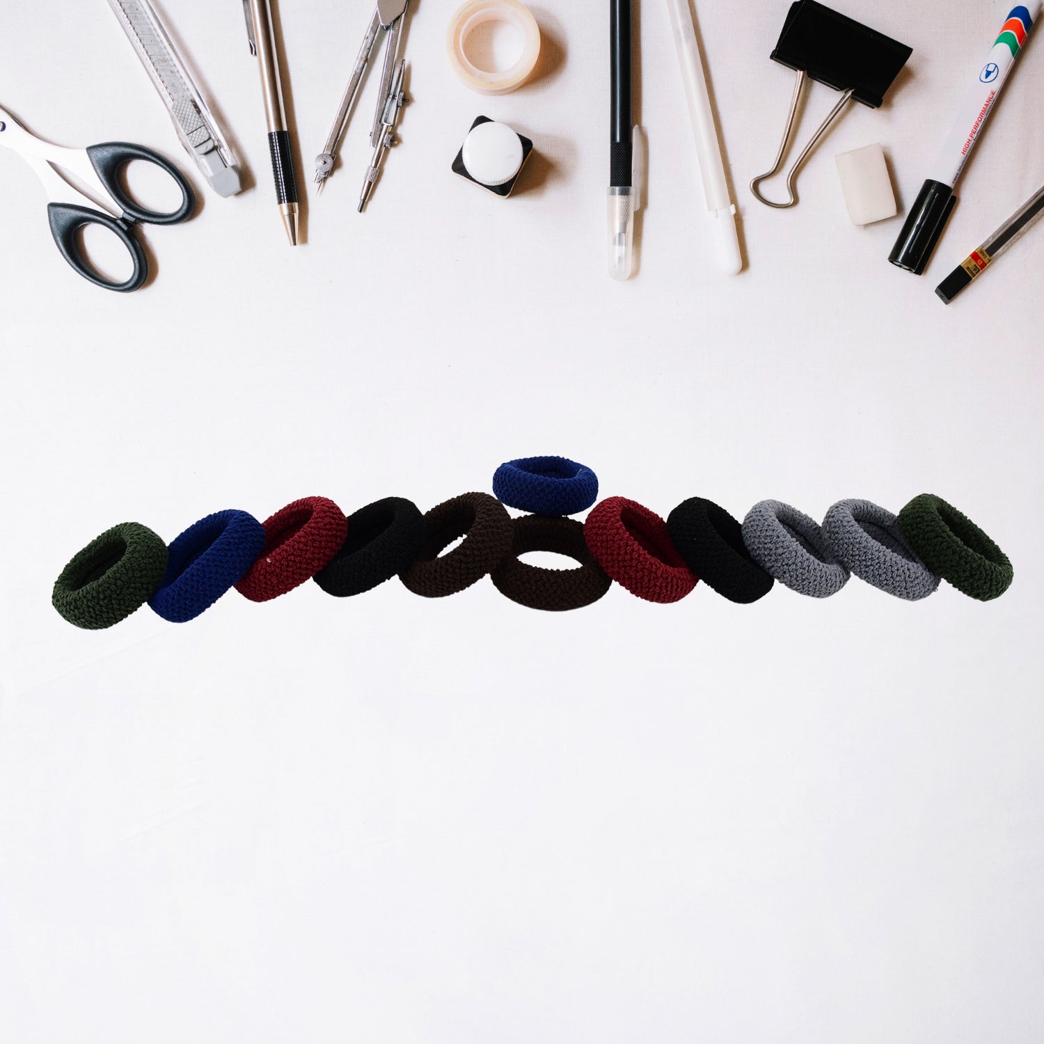 Tyre Shape Hair Rubber Bands Pack of 12 (Multicolour) - 3261_tyre_shape_hair_bands_12pc