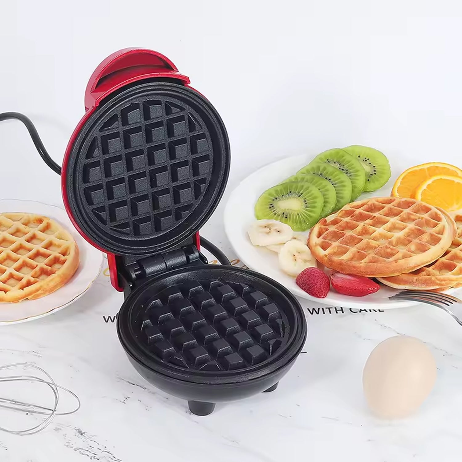 Mini Waffle Maker Machine Waffle Iron Home Appliances Kitchen Gift Easy To Clean - 10007_round_waffle_maker_machine