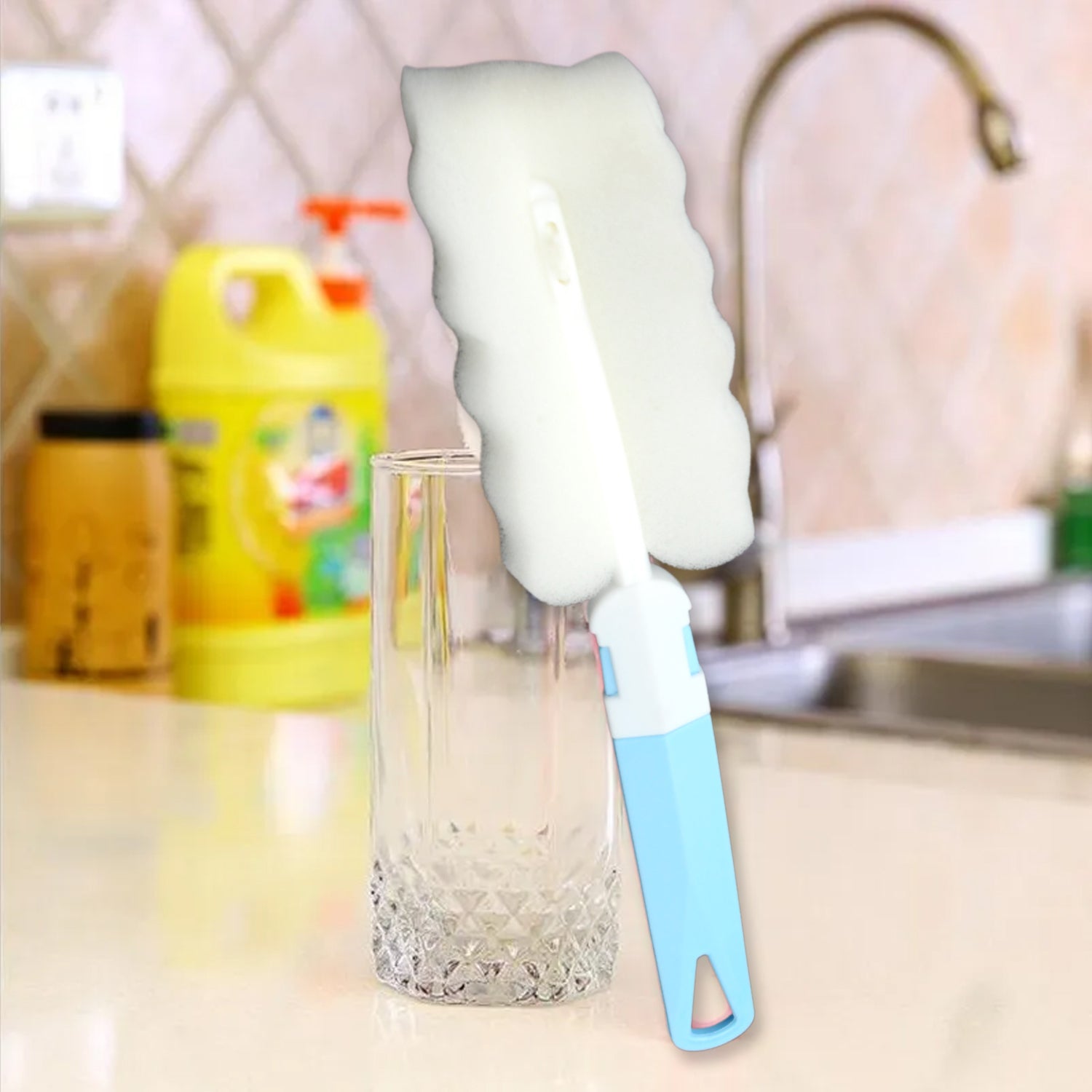 Sponge Cleaning Brush Kitchen Tool Bottle Soft Brush for Dishes| Cleaning Brush  - 8857_bottle_cleaning_brush_22cm