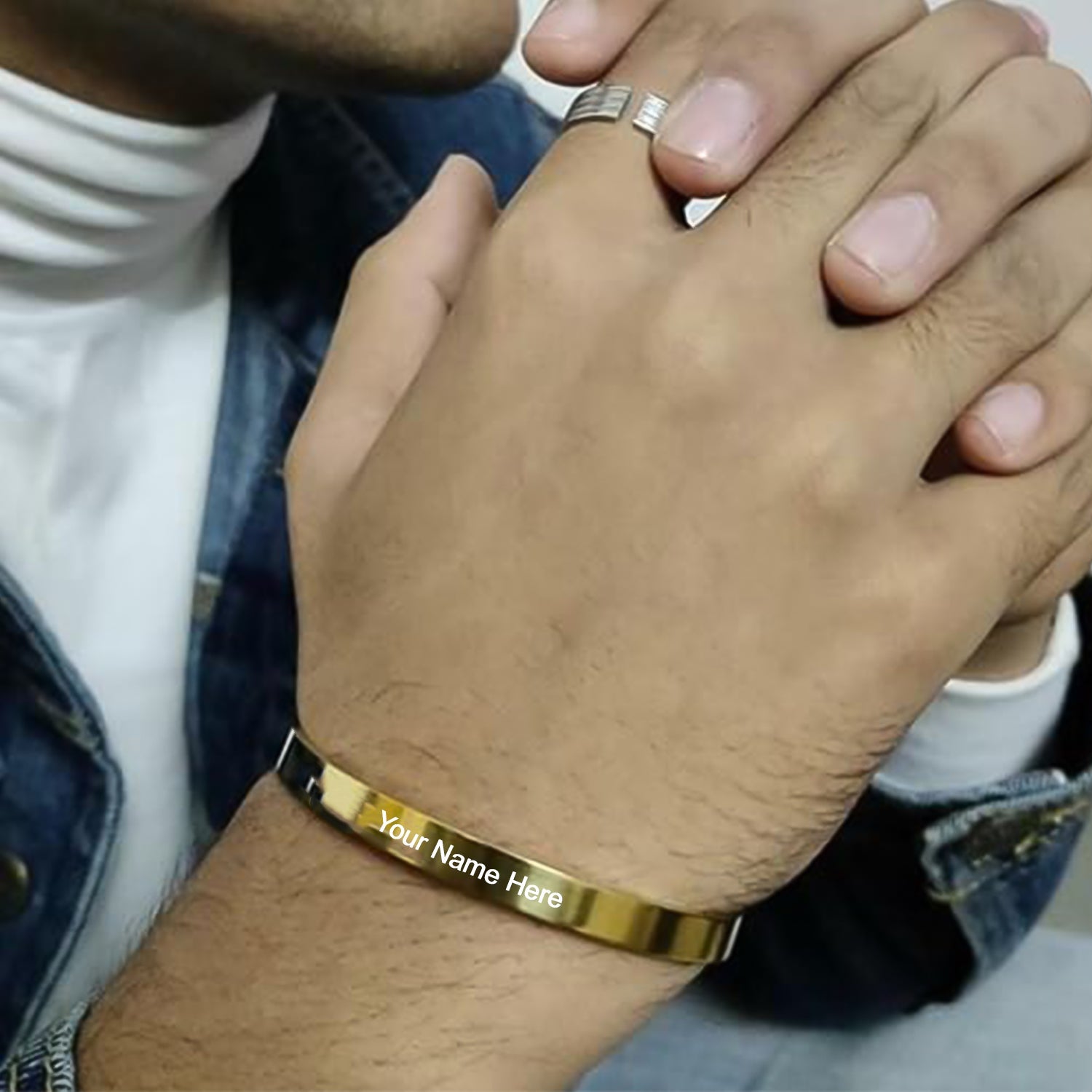 Customized / Personalized Stylish Kada Bracelets (1 Pc / Golden) - 8396_gold_kada_bracelets_cpr