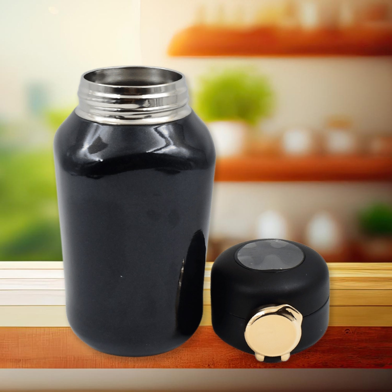 Thermos Steel Bottle, Push Button | Fashion Cup Temperature Display Bottle (420  - 13291_ss_temperature_bottle_420ml