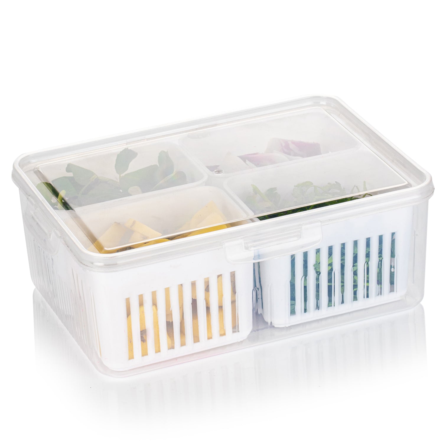 Fridge Storage Boxes Freezer Storage Containers, Container for Kitchen Storage S - 5598_6grid_storage_container_color_box