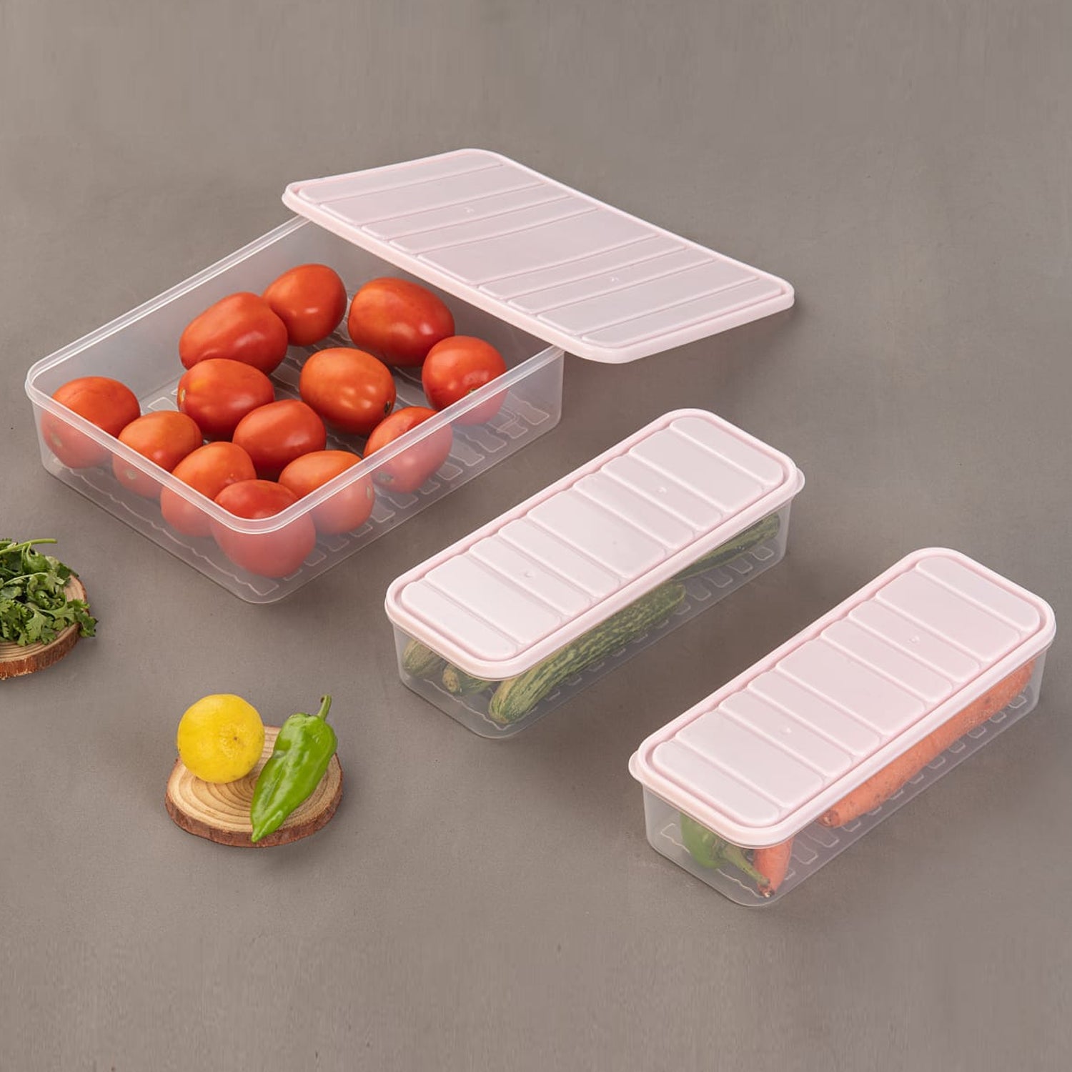 Plastic Food Storage Container for Fridge, fridge storage boxes with Lid Stackab - 5637_pla_food_storage_container_3pc