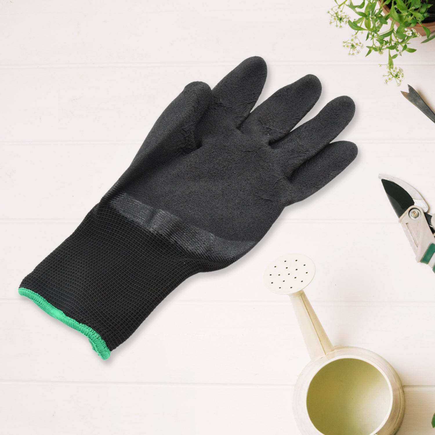 Garden Farming Gloves With Hand Fingertips & Plastic Claws (1 Pair) - 9583_gardening_gloves_black_1pair