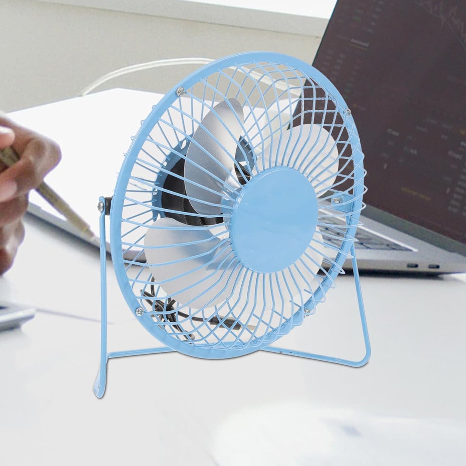 USB Table Desk Personal Metal Electronic Fan, Compatible with Computers, Laptops - 17531_usb_table_desk_fan_no1