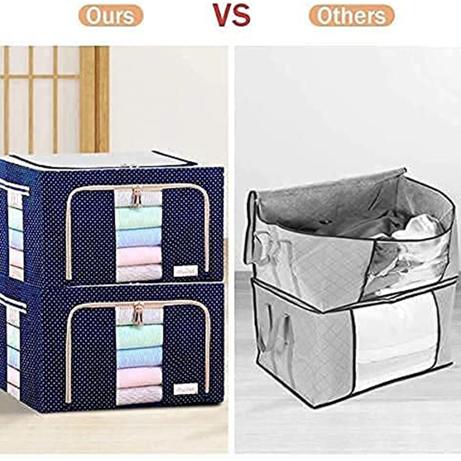 Foldable Steel Frame Clothes Living Storage Organizer Handled Bag