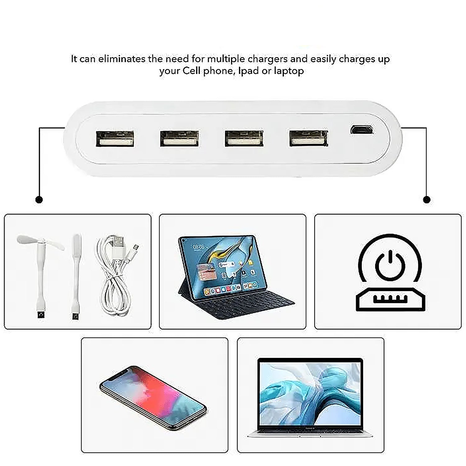 4in1 hub is USB For Pen drive, Mouse, Keyboards, Camera, Mobile, Tablet, PC, Lap - 12865_4in1_usb_port_hub