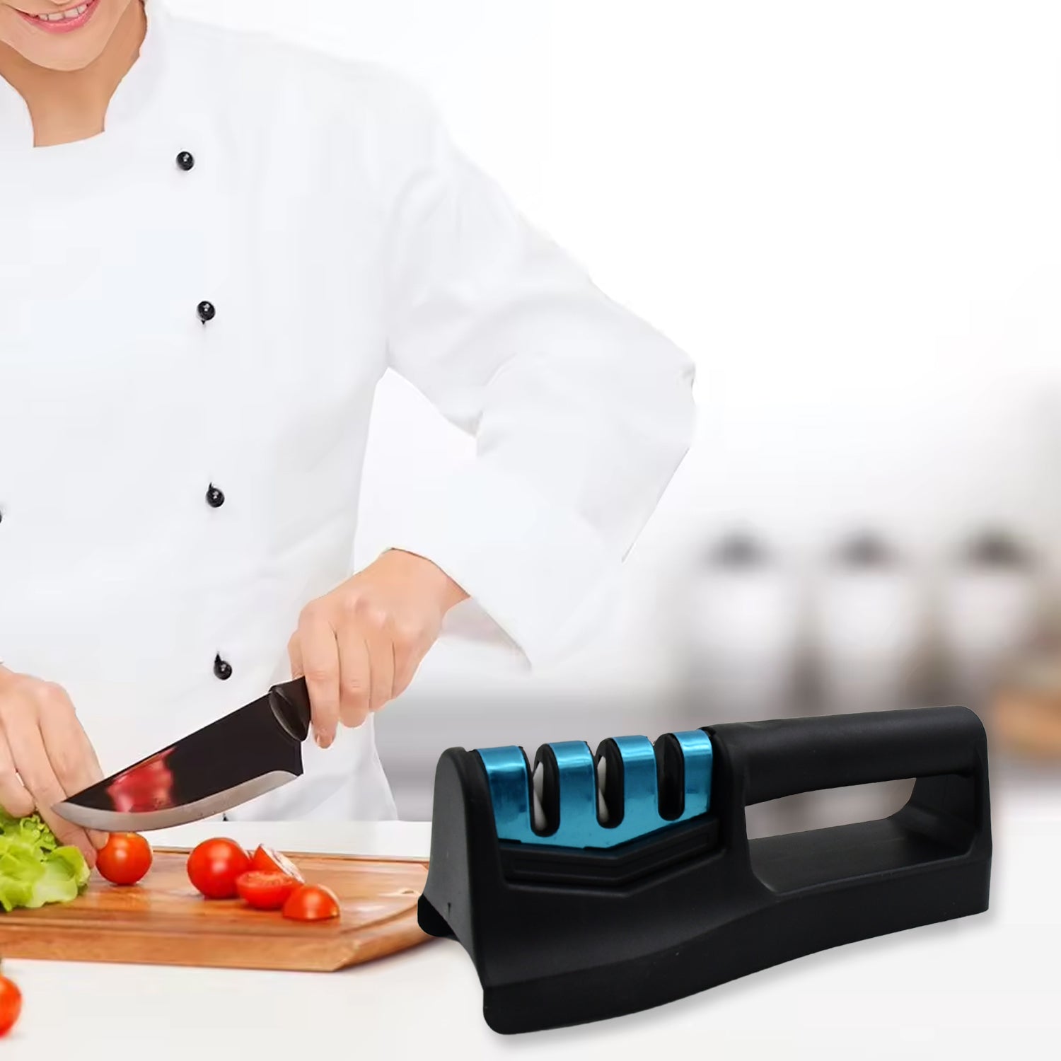 Knife Sharpener for Kitchen | Knife Sharpener with Vegetable Chopper and Fish Sc - 10020_9in1_knife_sharpener_n_chopper