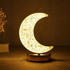 Crystal Table Lamp | Moon Shape Touch Control Lamp with 3 Color | Metal Bedside  - 12570_moon_crystal_table_lamp