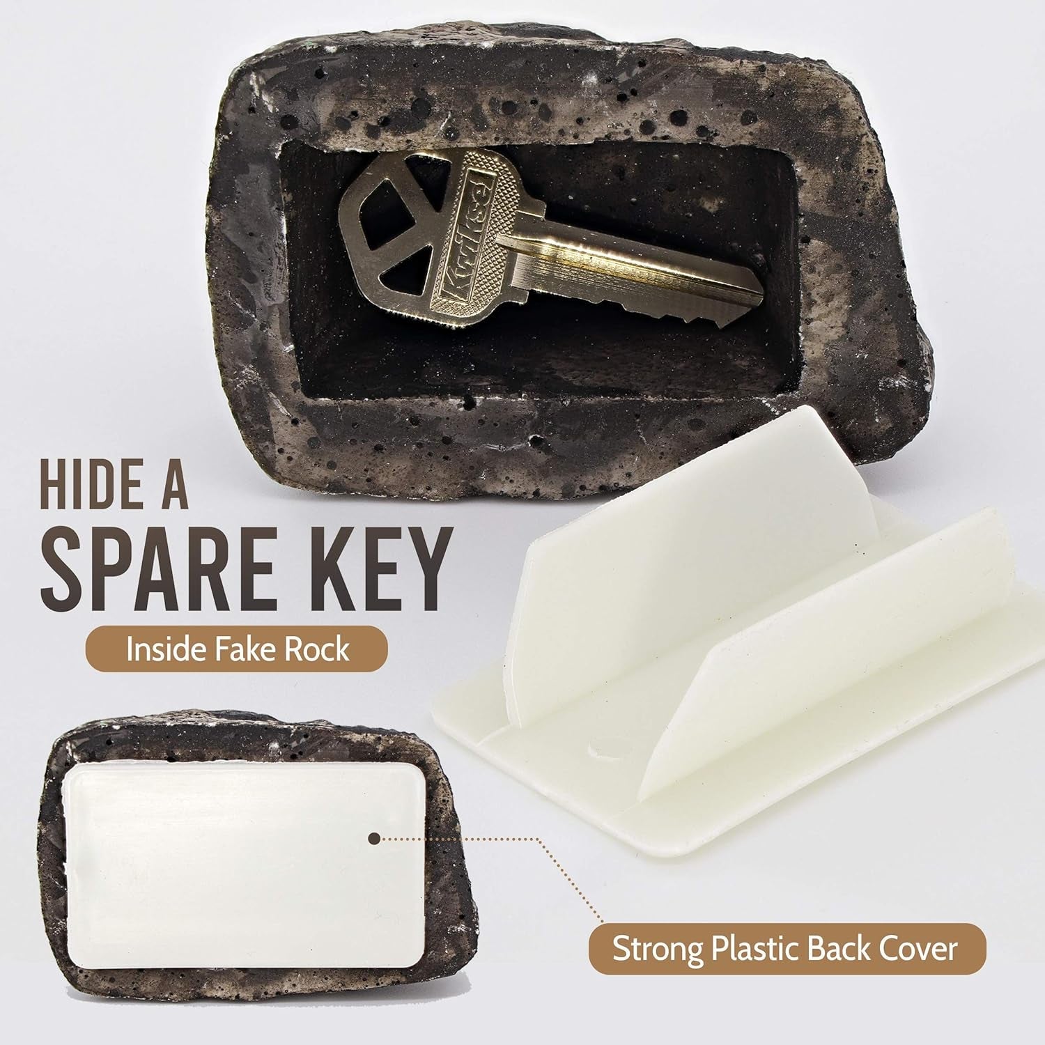 Hide a Key Outside Rock Looks Like a Real Rock - Weatherproof Rock Key Perfect f - 8744_fake_rock_key_hider_1pc