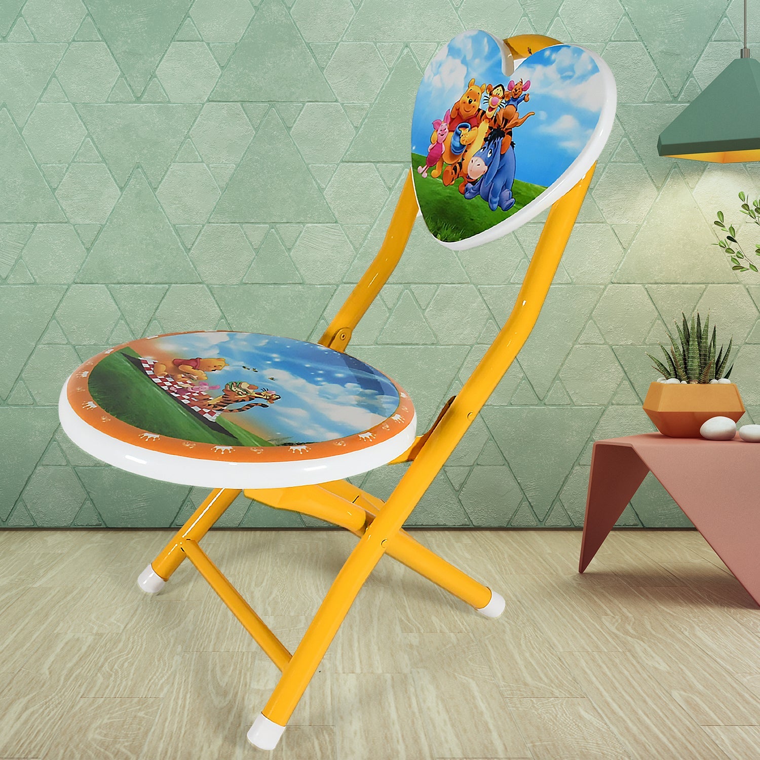 Heart Shape Kids Chair Cartoon Printed Foldable Kids / Children Folding Chair fo - 17761_heart_shape_kids_chair_1pc