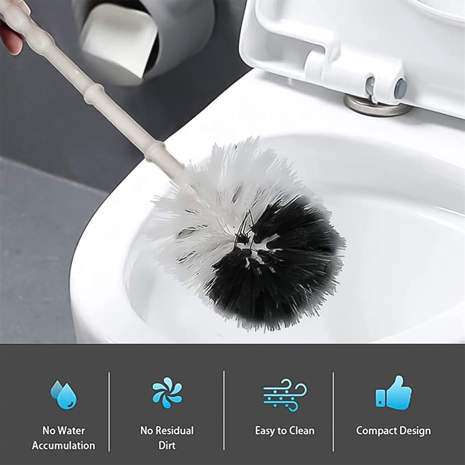 Toilet Brush with Holder Stand, Toilet Brush Set Toilet Cleaning Brush Household - 4685_toilet_brush_with_holder