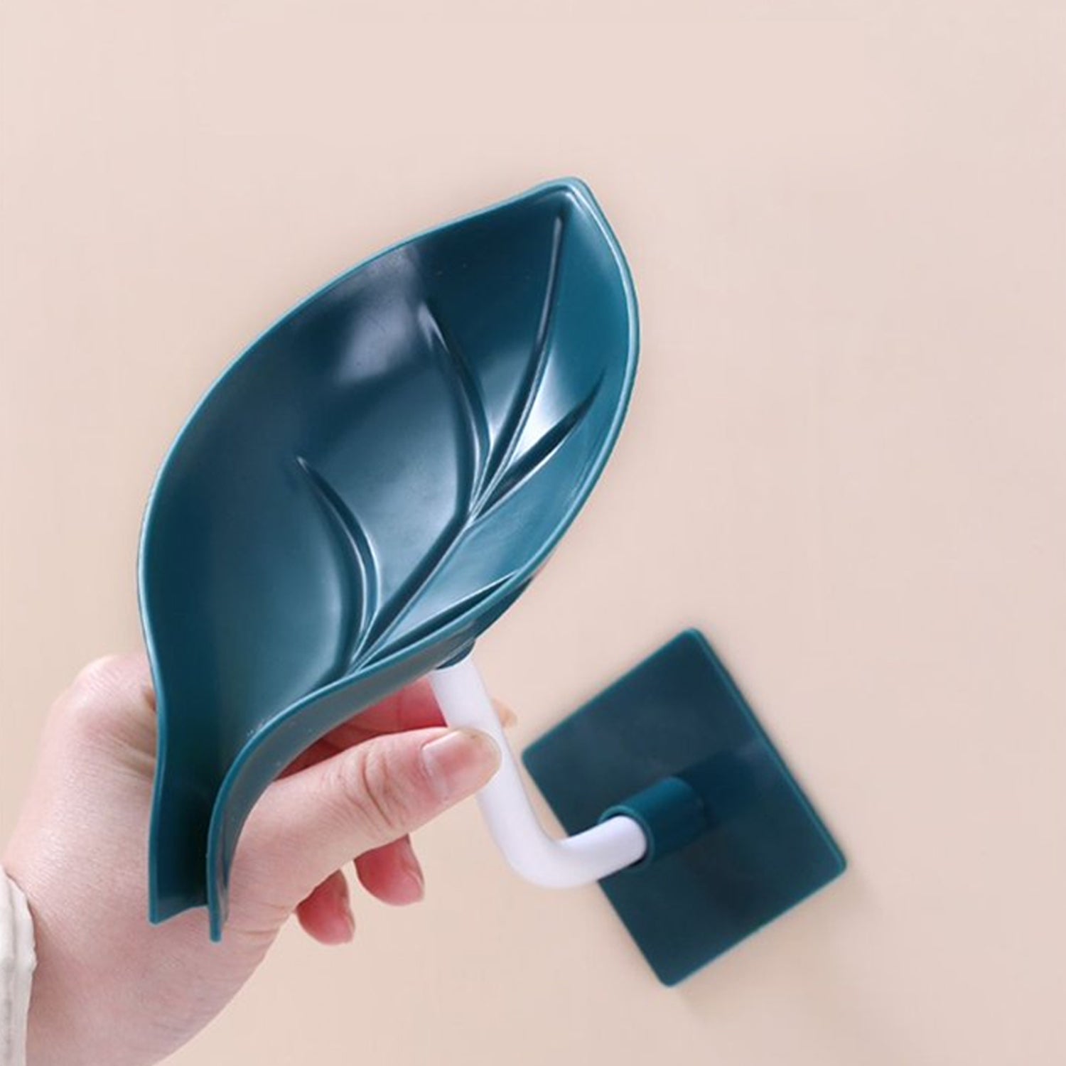 Soap Holder Leaf-Shape Self Draining Soap Dish Holder, With Suction Cup Soap Dis - 4084_leaf_soap_holder_1pc