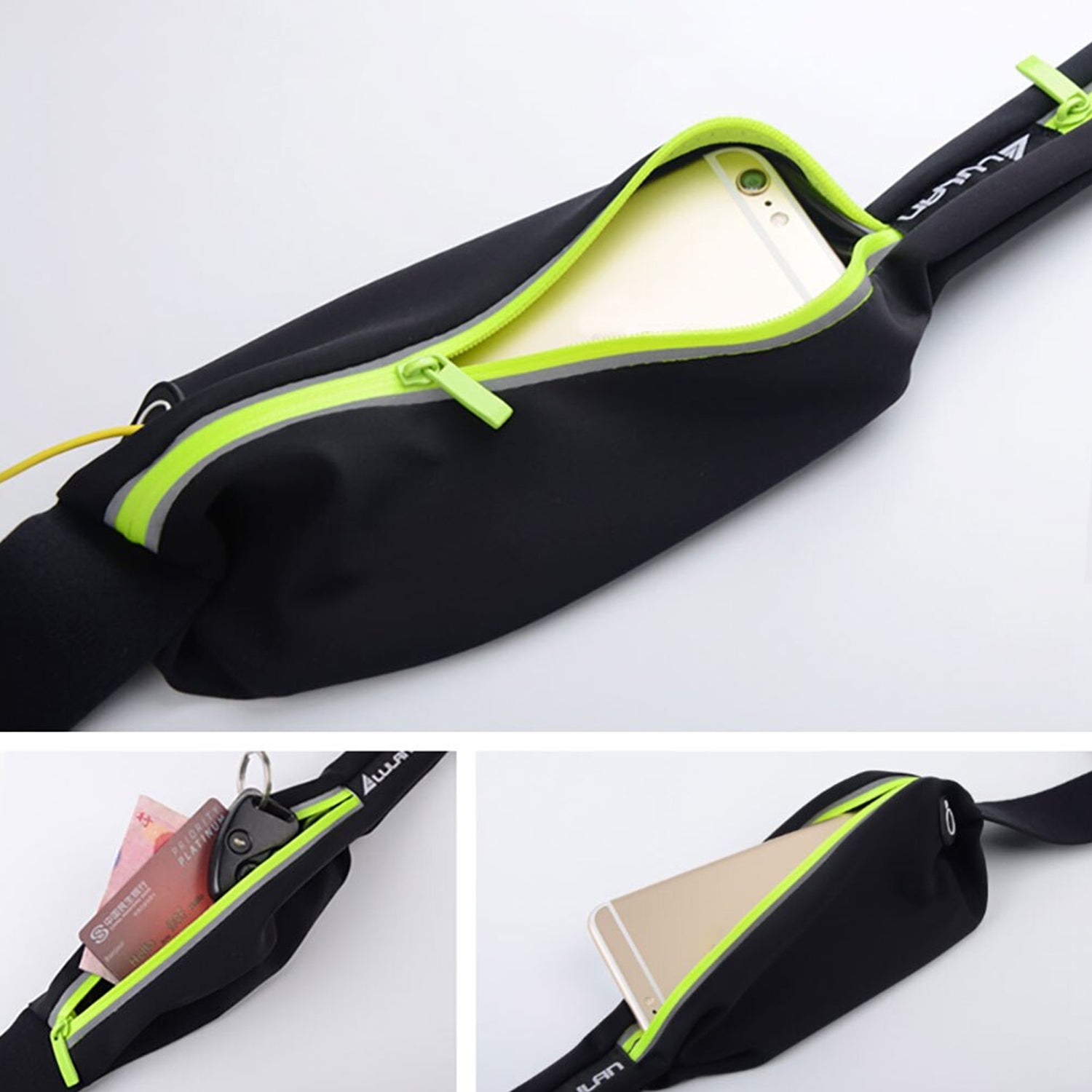 Running Hiking Jogging Walking Reflective Waterproof Waist Bag Compatible Belt B - 6202_walking_waist_bag