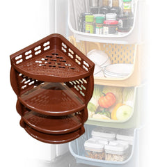 Multi Purpose Plastic Corner Rack a Stylish Storage Shelf for Kitchen / Living R - 3639_corner_rack_3shelves_1pc