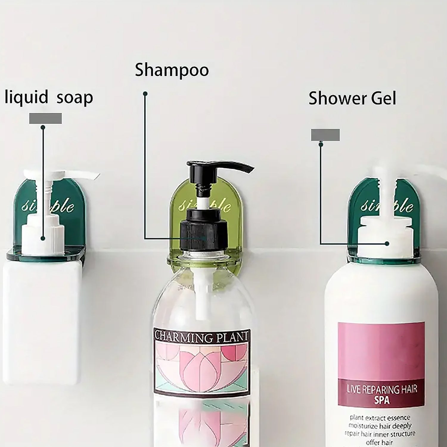 Shower Gel Bottle Holder, Wall Mounted Hook, L Shape Bottle Rack, Rust Resistant - 17789_shower_gel_bottle_holder_1pc