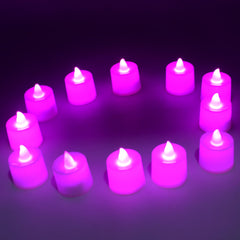 Pink LED tealights in pack of 12 for home decor