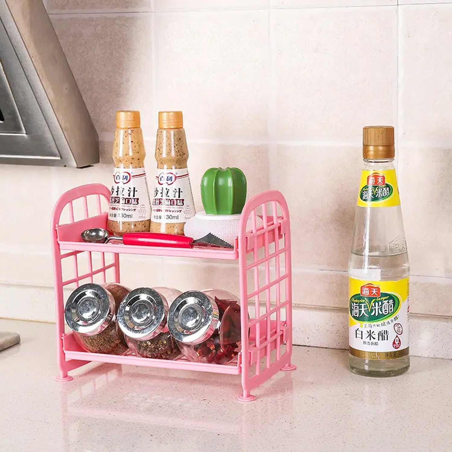 2-layer foldable shelf for bathroom or kitchen, candy corner rack