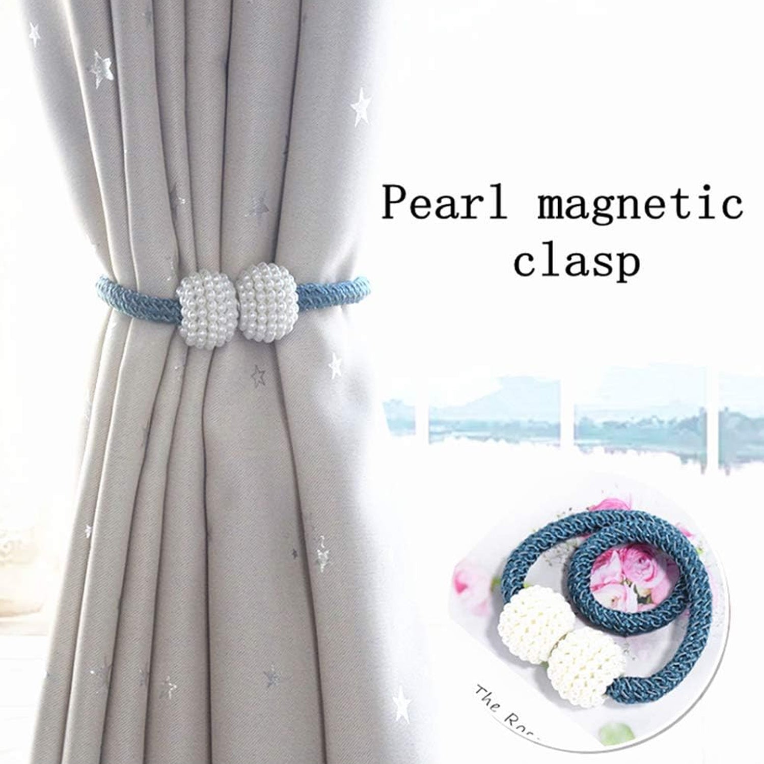 Home Magnetic Curtain Tiebacks, Straps, Buckle, Clips Rope Straps Window Curtain - 6493_magnetic_curtain_buckle_2pc