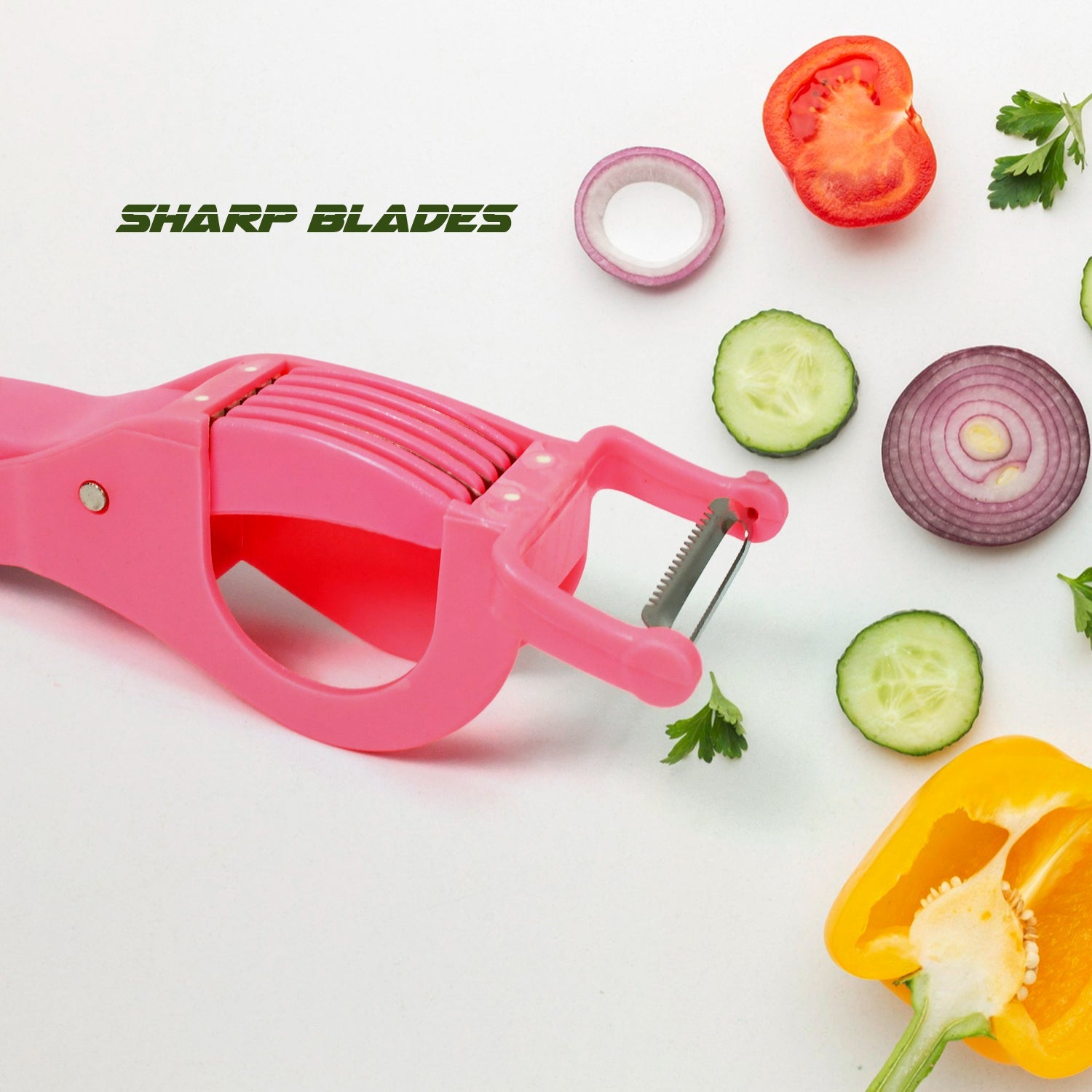 Plastic 2 in 1 Vegetable & Fruit Multi Cutter 5 Blade Vegetable Cutter with Peel - 10234_2in1_vegetable_n_fruits_1pc