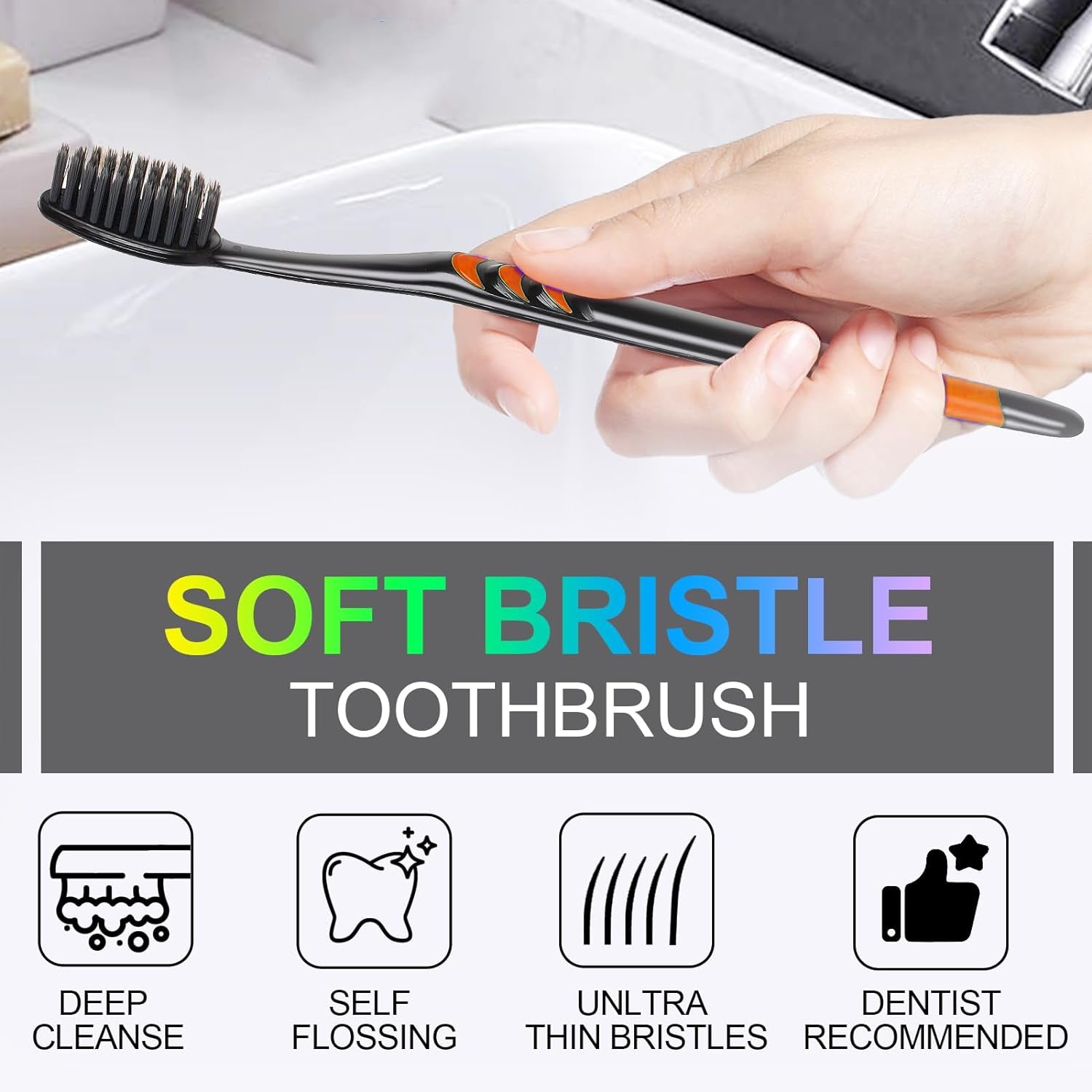 Plastic Toothbrush With Plastic Round Box for Men and Women, Kids, Adults Plasti - 13088_soft_pla_toothbrush_10pc_no32