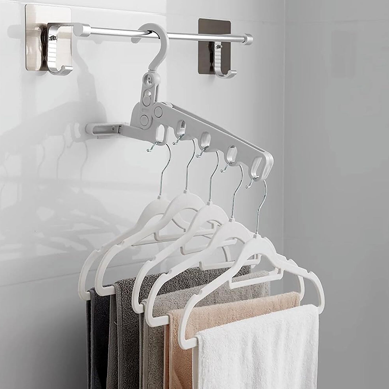 5 holes foldable clothes Hanger, travel clothes hanger, multifunctional clothes - 13049_foldable_cloth_hanger_5_holes