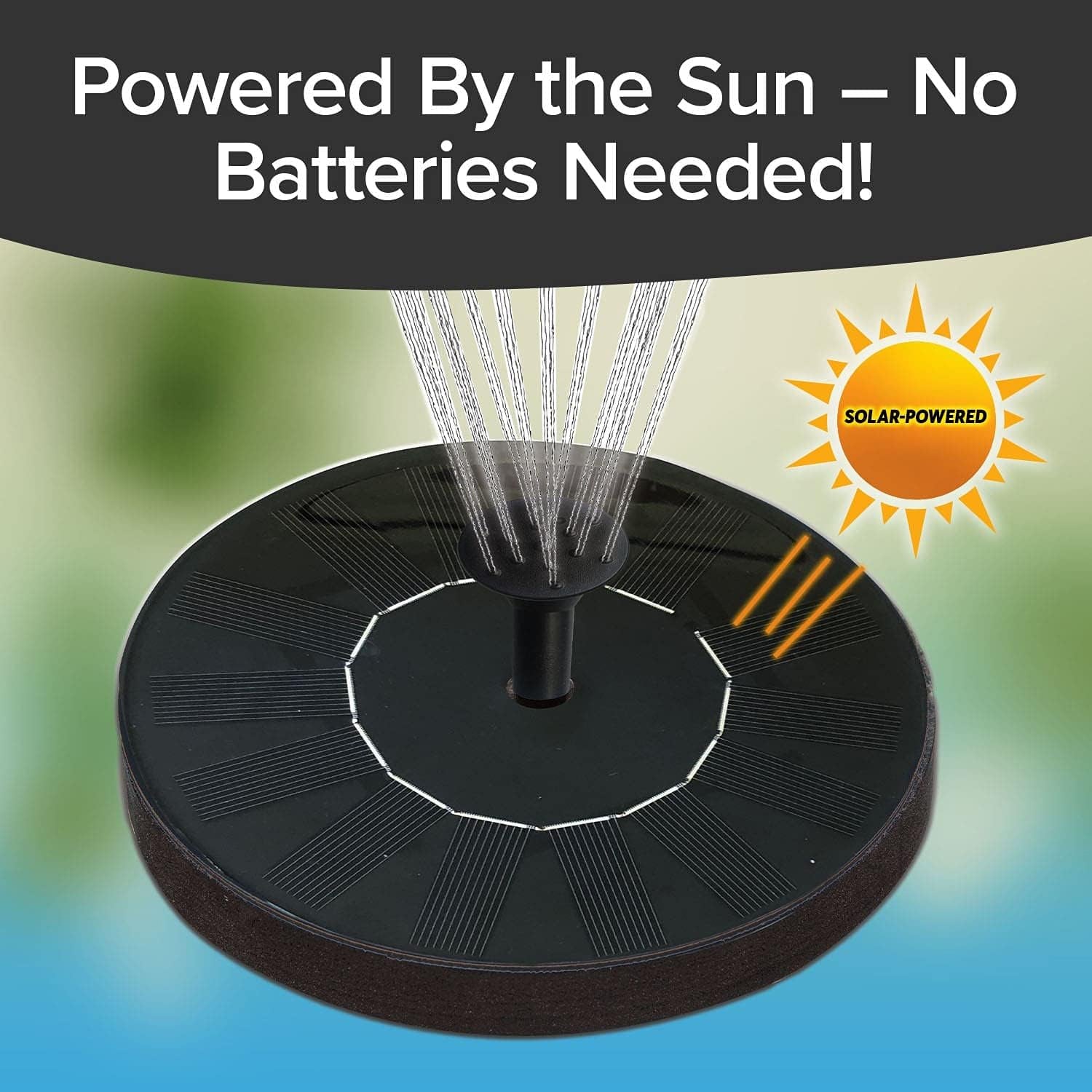 Fast Fountain by Pocket Hose - Solar-Powered - Instantly Adds a Water Feature Vi - 8603_solar_floating_water_fountain