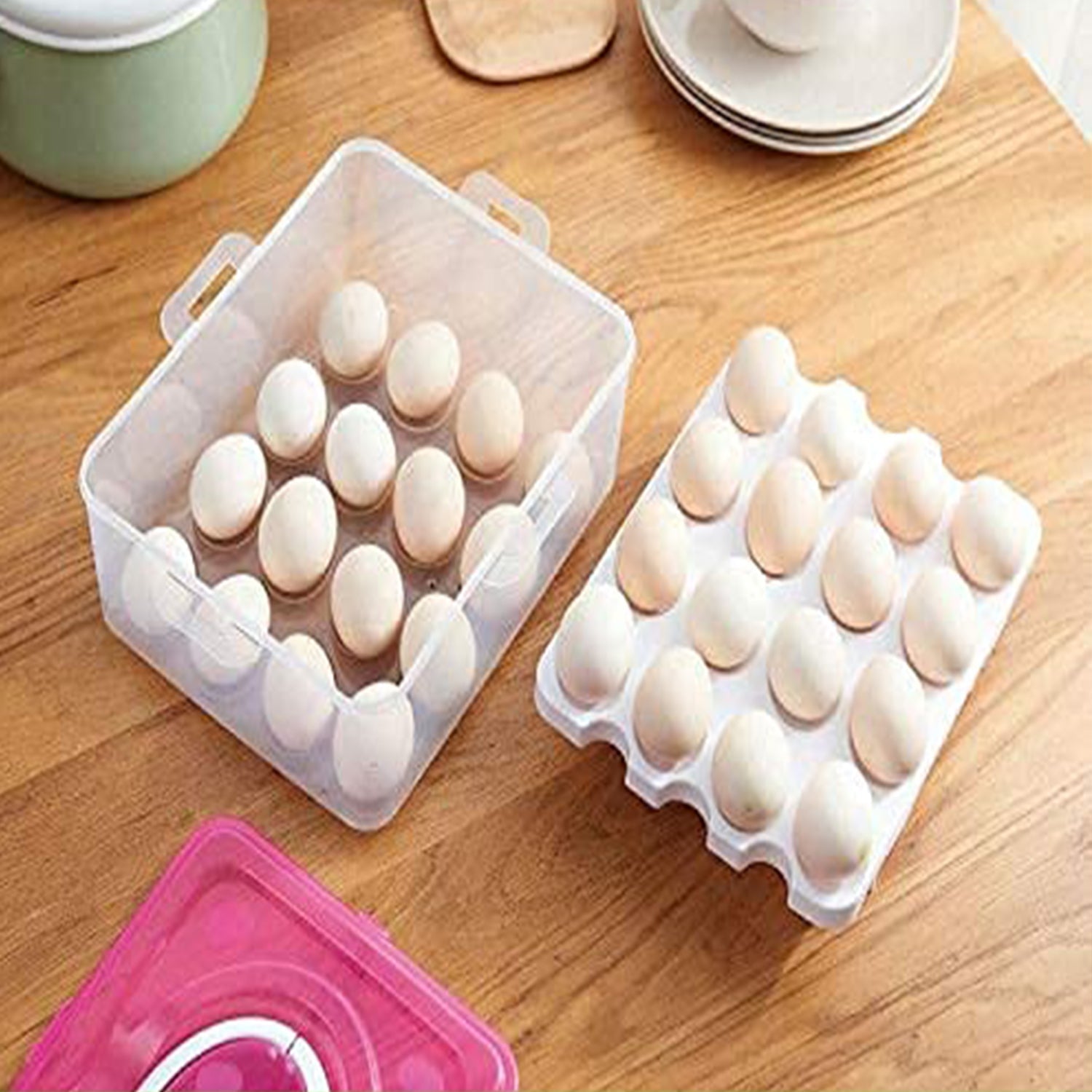 2Layer, 32 Grid Egg Tray with Lid Egg Carrier Holder for Refrigerator, Camping F - 5725_2_layer_32_grid_edd_tray