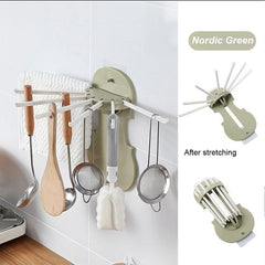 Plastic 7-in-1 Multifunction Retractable Wall-Mounted Pull-Out Hanger Rack Witho - 7728_7in1_hanger_rack