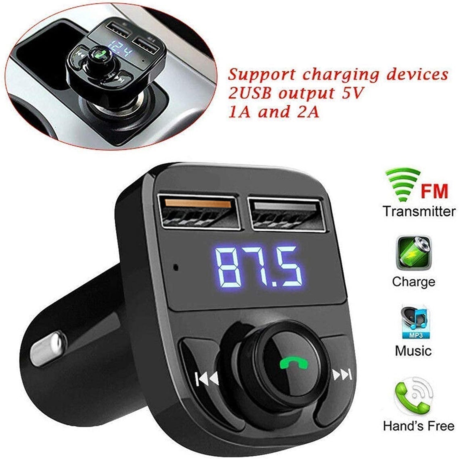 CAR-X8 Bluetooth FM Transmitter Kit for Hands-Free Call Receiver / Music Player  - 8533_car_mp3_wireless_bluetooth