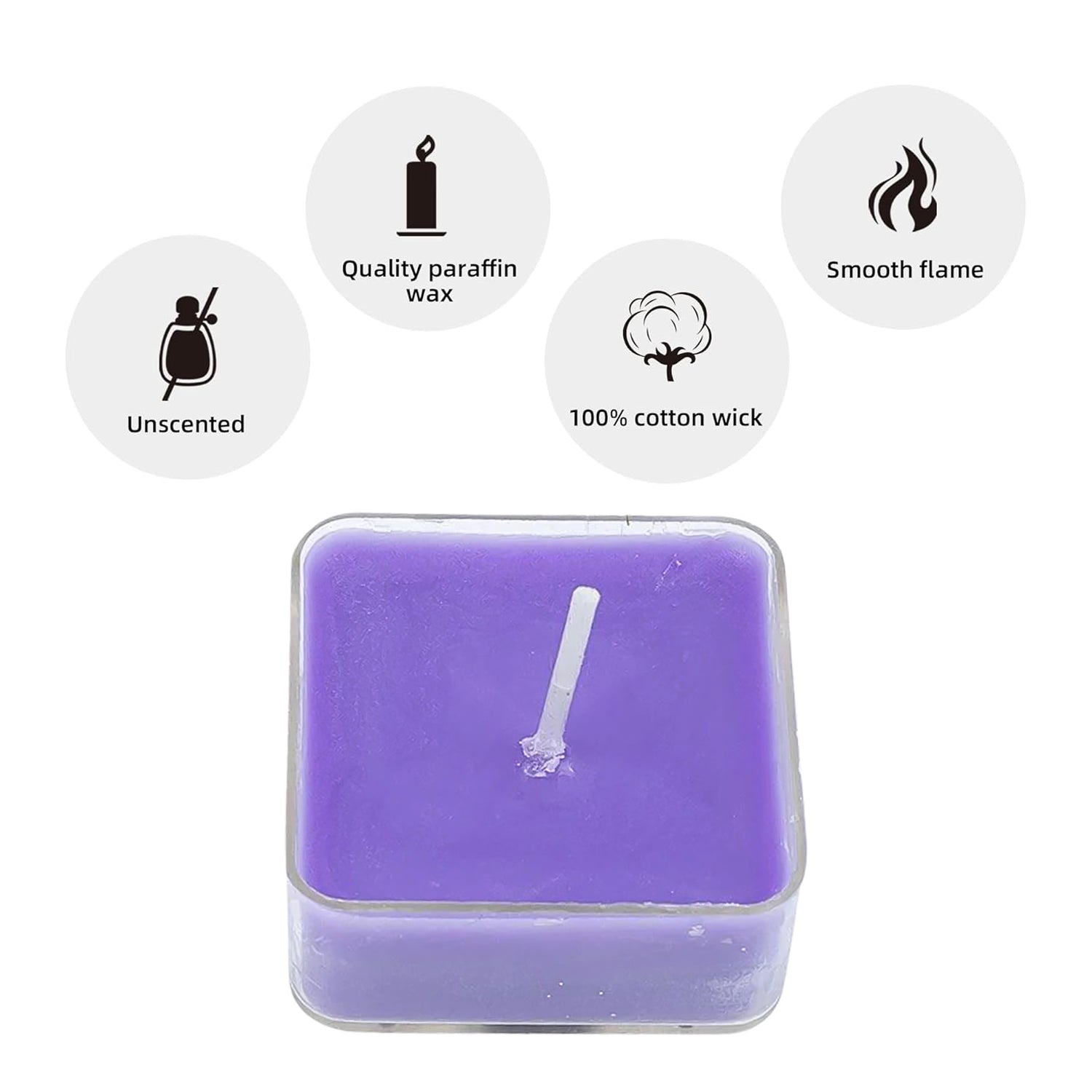 Smokeless Scented Acrylic Lavender Tealight Candles | Scented Acrylic Tealight C - 13135_mix_sqaure_tealight_candle_1pc