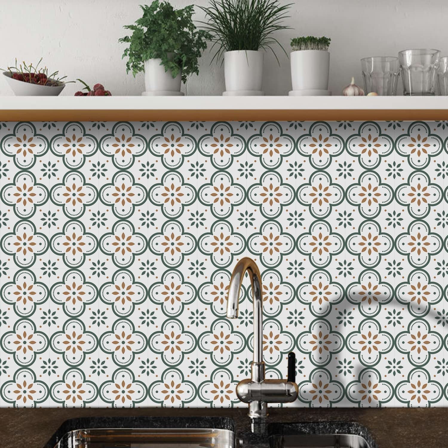 Peel and Stick Floor Tiles Kitchen / Bathroom Backsplash Sticker Detachable Wate - 8844_tiles_stickers_8x8inch_10pc_no2