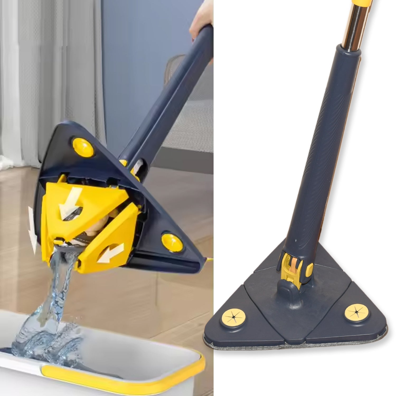 Rotatable Adjustable Triangle Cleaning Mop Triangle Mop with Stainless Steel Lon - 7725_adj_triangle_cleaning_mop